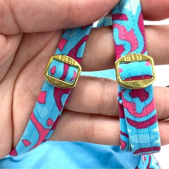 Bleu Rod Beattie St. Tropez Printed Plunge Halter One-Piece Swimsuit 8 - Picture 6 of 8